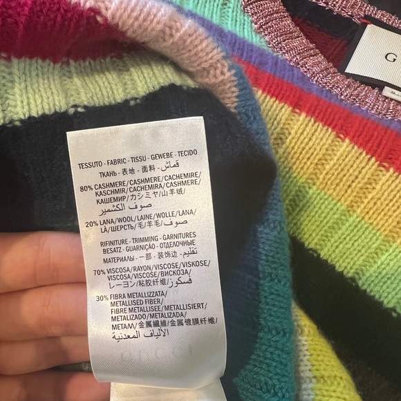 NWT GUCCI RAINBOW STRIPED CASHMERE WOOL SWEATER 🌈 - Picture 9 of 11